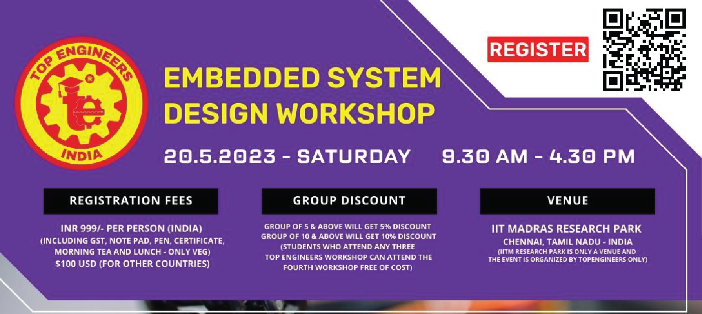 Embedded System Design Workshop 2023, Top Engineers, Chennai
